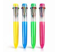 Cosyhav 4 Pcs Multicoloured Pen, 10 in 1 Multi Colour Pen with 0.5mm Fine Point, Retractable Multi Coloured Pens All in One for Kids, School Stationery and Office Supplies