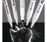 Cosyhav 4 Pcs White Marker Pen Set, Professional White Fine Liner Art Pen and Broad Fiber Tips for Artists, Creative DIY Rock Painting, Hobby Crafts on Dark Surfaces