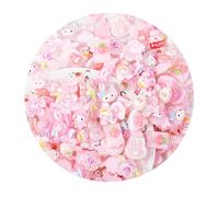 Cosyhav 50pcs Slime Charms,Transparent Pink Mix Resin Charms,Cute Charms for Slime,Crafting and Scrapbooking