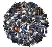 Cosyhav 56 Pcs Gothic Stickers, Black Rose Collection Horror Stickers Kit for Journals, Laptops, Water Bottles, Phone Cases, Scrapbooking, DIY Crafts