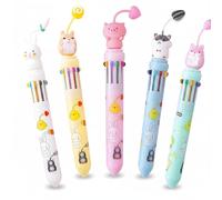 Cosyhav 5pcs Multicoloured Pen, Cute 10 In 1 Pens Multicolour, Cartoon Multi Coloured Pens All In One for Teen Girls Kids
