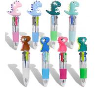 Cosyhav 8 Pcs Dinosaur 4 in 1 Multicoloured Pens, Cute Retractable 4 Colour Pen for Kids, Fun Stationery Party Bag Fillers, Mini Pocket Pens for Boys Girls, Birthday Gift, School Rewards