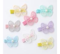 Cosyhav 8pcs Lovely Butterfly Baby Hair Clips, Fully Fabric Covered Hair Clips for Girls, Suitable for Baby, Toddler, Girls