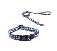 Cosyhome london Dog Collar and Lead for Small,Adjustable Durable Blue 5ft Puppy Leash Collar for Dog Training Lead(s, bones)