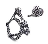Cosyhome London Dog Harness Leash Set, Breathable,Adjustable,Dog Lead and Harness No Pull Small Medium Large dog (black and white grids, S)