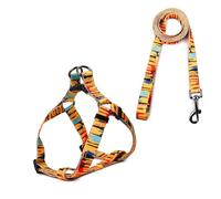 Cosyhome london Dog Harness Leash Set, Breathable,Adjustable,Dog Lead and Harness No Pull Small Medium Large dog(M, yellow stripes)