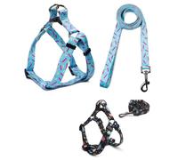 Cosyhome London Dog Harness Leash Set, Breathable,Adjustable,Dog Lead and Harness No Pull Small Medium Large dog(S, blue chips)