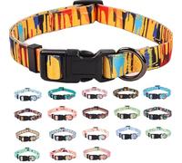 COSYHOMELONDON Dog Collar for Small Dogs, Cute Small Medium Large Dog Pet Collar, with Floral Patterns, Soft Adjustable for Boy Girl Female Male Puppy Dog Collar (Geometric, m)