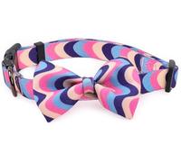 COSYHOMELONDON patterned Dog Collar with Bowtie, Durable Adjustable and Comfortable Collar for Small Dogs Puppies and Cats (Ripple, S)