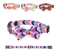COSYHOMELONDON patterned Dog Collar with Bowtie, Durable Adjustable and Comfortable Collar for Small Dogs Puppies and Cats (Ripple, M)