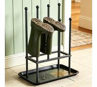 CosyInSofa 4 Pair Metal Boot Rack with Removable Drip Tray, Wellington Boot Stand for Wellies, Walking & Work Boots, Heavy Duty Boot Storage Organiser for Hallway, Porch, Utility Room & Garage