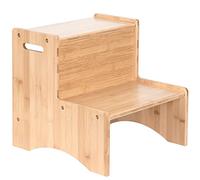 COSYLAND Bamboo Step Stools for Kids - Toddler 2-Step Stool for Bathroom - Portable Stepping Stool With Handles for Kitchen and Bedroom, 220 lbs Capacity (Natural)