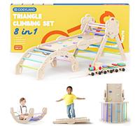COSYLAND COSYLAND 7 in 1 Triangle Climbing Set - Wooden Kids Climbing Toys with Arch, Ramp & Ladder - Indoor Jungle Gym for Toddlers (Cool Shades,L)