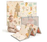 COSYLAND Crawling Mat Baby Foldable 150 x 180 x 1 cm - Double-Sided XPE Play Mat Baby with Sleeping Animals & Fox Bear Motifs, Soft Baby Mat Play Mat for Children, Baby Gift