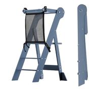 COSYLAND Foldable Toddler Standing Tower Height Adjustable - Highly Pre-Assembled Kid Kitchen Step Stool Helper for Learning and Cooking - Stable Kid Kitchen Stand with Stabilizing Blocks (Dark Grey)