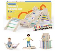 COSYLAND Indoor Climbing Frame for Toddlers - Wooden Triangle Toys with Ladder, Climbing Arch, Balance Board Climbing Toys for Kids Ages 1 - 3 (Cold Shades,M)