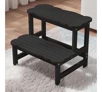 COSYLAND Kids Step Stool for Bathroom - Wodden Two Step Stools 300 lbs Capacity with Safety Non-Slip Pads - Cute Toddler Step Stool for Toilet Bathroom Sink (Black)