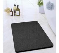 COSYLAND Non-Slip Shower Mat, 40 x 60 cm Bath Mat With Drain, Soft PVC Loofah Non-Slip Shower Mat, Quick Non-Slip Bath Mat, Black