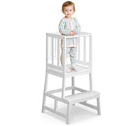 COSYLAND Nursery Step Stool for Kids - A Shaped Anti-tip Structure Toddler Standing Tower - (White)