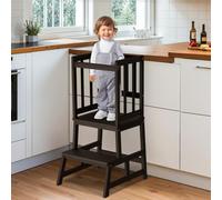 COSYLAND Nursery Step Stool for Kids - Toddler Standing Tower for Kitchen Counter - Mothers' Helper Kids Learning Stool in Kitchen - A-Shaped Anti-tip Structure (Walnut)