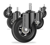 COSYLAND Office Chair Wheels Set of 5 - Rubber Roller Blade Castors for Office Chairs - Rolling Chair Wheels for Hardwood Floors Smooth & Silent Gliding, Fits for Most Chairs (Black)