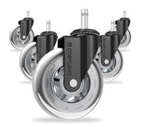COSYLAND Office Rubber Chair Castors Replacement - Heavy-Duty Computer Gaming Desk Wheels Smooth & Safe Rolling for All Floors Hardwood and Carpet, Fits for IKEA Chairs (Clear)