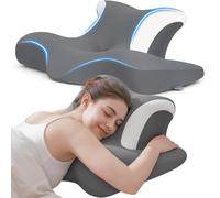 COSYLAND Orthopedic Memory Foam Pillow for Neck and Shoulder Pain - Ergonomic Side Sleeper Pillow - Cervical Support Pillow for Back, Stomach or Side Sleeping with Removable Cover (Dark Grey)
