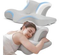 COSYLAND Orthopedic Memory Foam Pillow for Neck and Shoulder Pain - Ergonomic Side Sleeper Pillow - Cervical Support Pillow for Back, Stomach or Side Sleeping with Removable Cover (Light Grey)