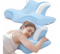 COSYLAND Orthopedic Memory Foam Pillow for Neck and Shoulder Pain - Ergonomic Side Sleeper Pillow - Cervical Support Pillow for Back, Stomach or Side Sleeping with Removable Cover (Light Blue)