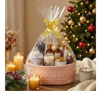 COSYLAND Small Woven Rope Basket with Handles - Soft Decorative Cotton Storage Bin for Nursery with Gift Ribbons and Bags - Basket Organizer for Gifts & Winter (Dusty Rose,30Lx20Wx13H)