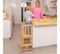 COSYLAND Standing Step Stool for Kids - Bamboo Stool for Kitchen Counter, Bathroom or Nursery (Wood)