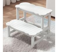 COSYLAND Step Stool for Toddlers - Wodden Two Step Stools 300 lbs Capacity with Safety Non-Slip Pads - Cute Toddler Step Stool for Bathroom Sink (White)