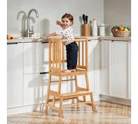 COSYLAND Toddler Kitchen Step Stool With Anti-Tip Blocks - Nursery Standing Tower For Kitchen Counter Bathroom Sink - Mothers' Helper Kids Learning Stool With Removable Side Guardrails
