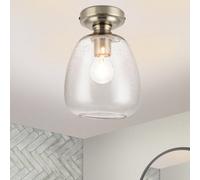 Cosylyte Buxton Bathroom Classic Bubble Glass Ceiling Light - Antique Brass Base