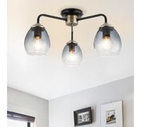 Cosylyte Malanda 3 Light Modern Smoky Glass Ceiling Light - Matt Black Base