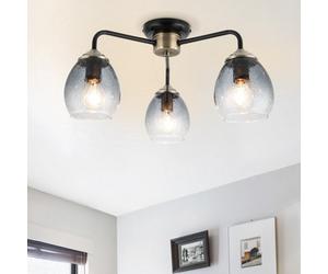 Cosylyte Malanda 3 Light Modern Smoky Glass Ceiling Light - Matt Black Base