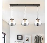 Cosylyte Marlo 3 Light Modern Smoky Glass Bar Pendant Light - Matt Black Base