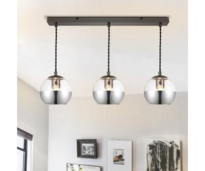 Cosylyte Marlo 3 Light Modern Smoky Glass Bar Pendant Light - Matt Black Base