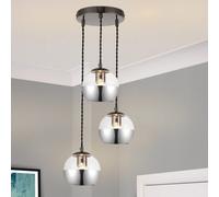 Cosylyte Marlo 3 Light Modern Smoky Glass Pendant Light - Matt Black Base