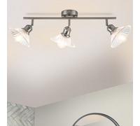 Cosylyte Milan Bathroom 3 Light Modern Ribbed Glass Spotlight - Brushed Nickel