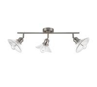 Cosylyte Milan Bathroom 3 Light Modern Ribbed Glass Spotlight - Brushed Nickel Base, IP44, 55x16x21cm, 3xE27. Max. 15W LED (Bulb not Included)