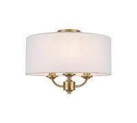 Cosylyte Winston 3-Light Semi Flush Ceiling Light, Classic Faux Linen Drum Shade with Bronze Base, E14 LED Compatible, Ceiling Lights for Living Room, Bedroom & Hallway