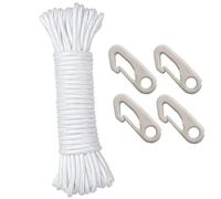 Cosymate 15m Flag Rope for Flagpole with Hooks Weatherproof Flag Rope - 50FT/ 15 Meter Long Flag Rope for Outdoor Use Flagpole Accessories, Flag Rope with 4 Hooks