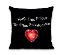 Cosymate Long Distance Relationship Throw Pillow Cover Cushion Cover Hug This Pillow Until You Can Hug Me Pillow Case for Sofa Bedroom Car Home Decor Boyfriend Girlfriend Gift, 18x18inch