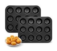 COSYOO 2 PCS Mini Cake Pans, 12 Cavity Nonstick Carbon Steel Baking Pan, Daisy Flower Shape Flower Baking Mold for Muffins Brownie Party Desserts