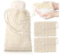 COSYOO 200 Pcs Sisal Soap Saver Bag with Drawstring, Plastic-Free Soap Saver Bags Reusable& Natural Bubble Exfoliating Pouch for Bath & Shower, Zero Waste Mesh Bag for Foaming & Drying Soaps