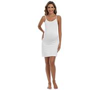 COSYOU Womens Cotton Mini Dress Maternity Slip Dress Spaghetti Strap Camisole Sleeveless Nightgowns, White, Large