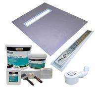 CosySpace Wet Room Shower Tray Kit with Linear Drain & Aqua Kit | Waterproof Membrane | Tanking Primer | Easy Installation | Modern Design | Bathrooms Contemporary