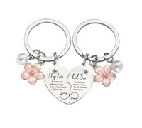 Cosysparks Big Sister Little Sister Keyring, 2Pcs Cute Bigs Sis Littles Sis Matching Heart Keyring with Flower Pearl Charm Sisters Gifts From Sisters on Birthday Christmas Graduation