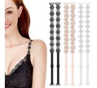 Cosysparks Bra Straps Lace Flower Elastic, 3 Pairs Cute Flower Women's Bra Straps and 1 Pair Clear Bra Strap Adjustable and Removable Dress Straps for Girls